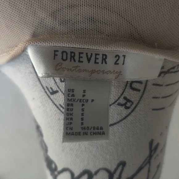 Forever 21 Nude Beige Mesh Sheer Long-Sleeve Scoop Neck Top Festival Grunge_smal - Picture 6 of 9